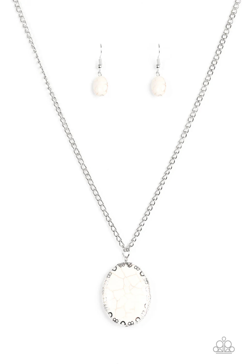 Paparazzi ~ I’ll Never DERERT You White Necklace and Earring Set (Patterns Vary)