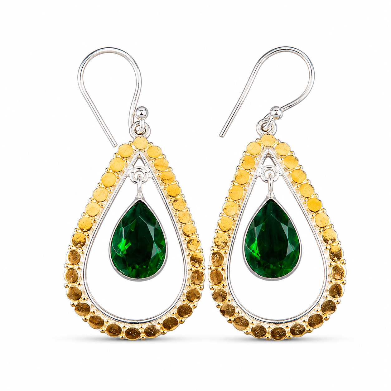 Emerald Gemstone Jewelry 925 Sterling Silver Handmade Jewelry 2.27″ For Women