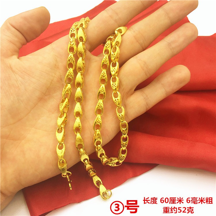 22K 23K 24K Thai Baht Yellow Gold necklace for men