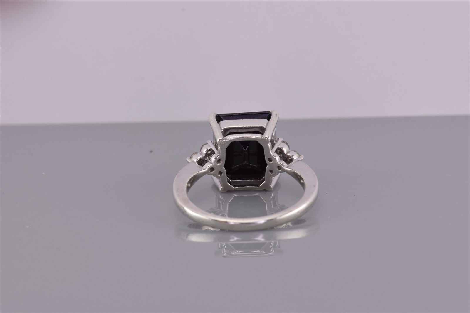Sterling Silver Black Tourmaline Topaz Cluster Accented Band Ring 925 Sz: 8