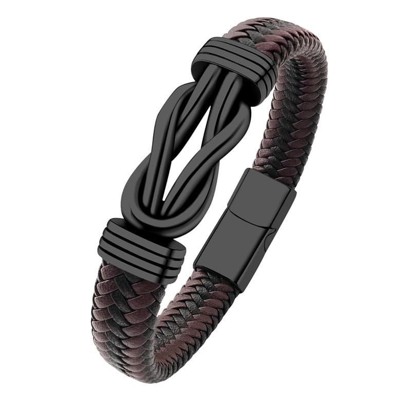 Men’s Braided Leather Bracelet Magnetic Locket Bangle Cuff a Card for the Son