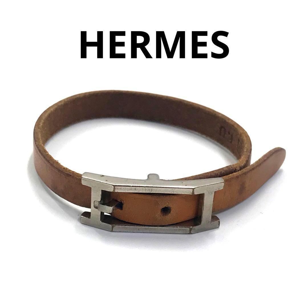 Hermes Appli 3 Leather Bracelet with Silver H‑Hardware Men’s Pre‑Owned