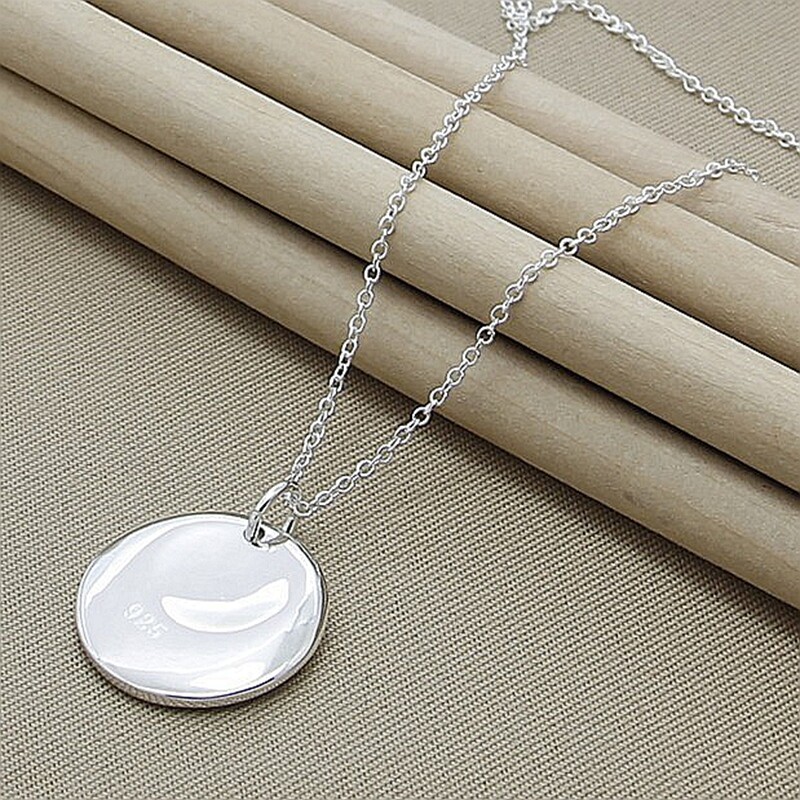 Fashion Jewelry Elegant 925 Sterling Silver Bump Round Pendant Necklace Chain