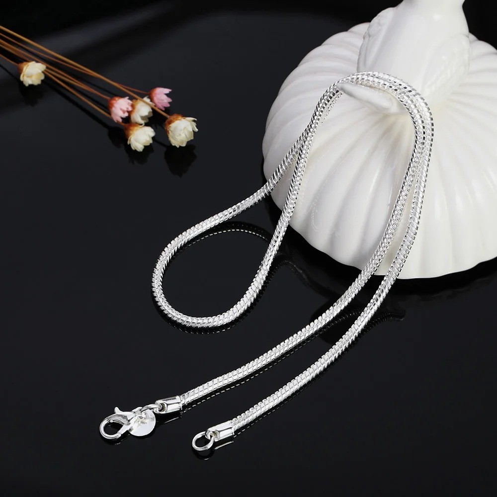 925 Sterling Silver Snake Chain Necklace 1MM 2MM 3MM Thin Dainty Chain 40-75CM