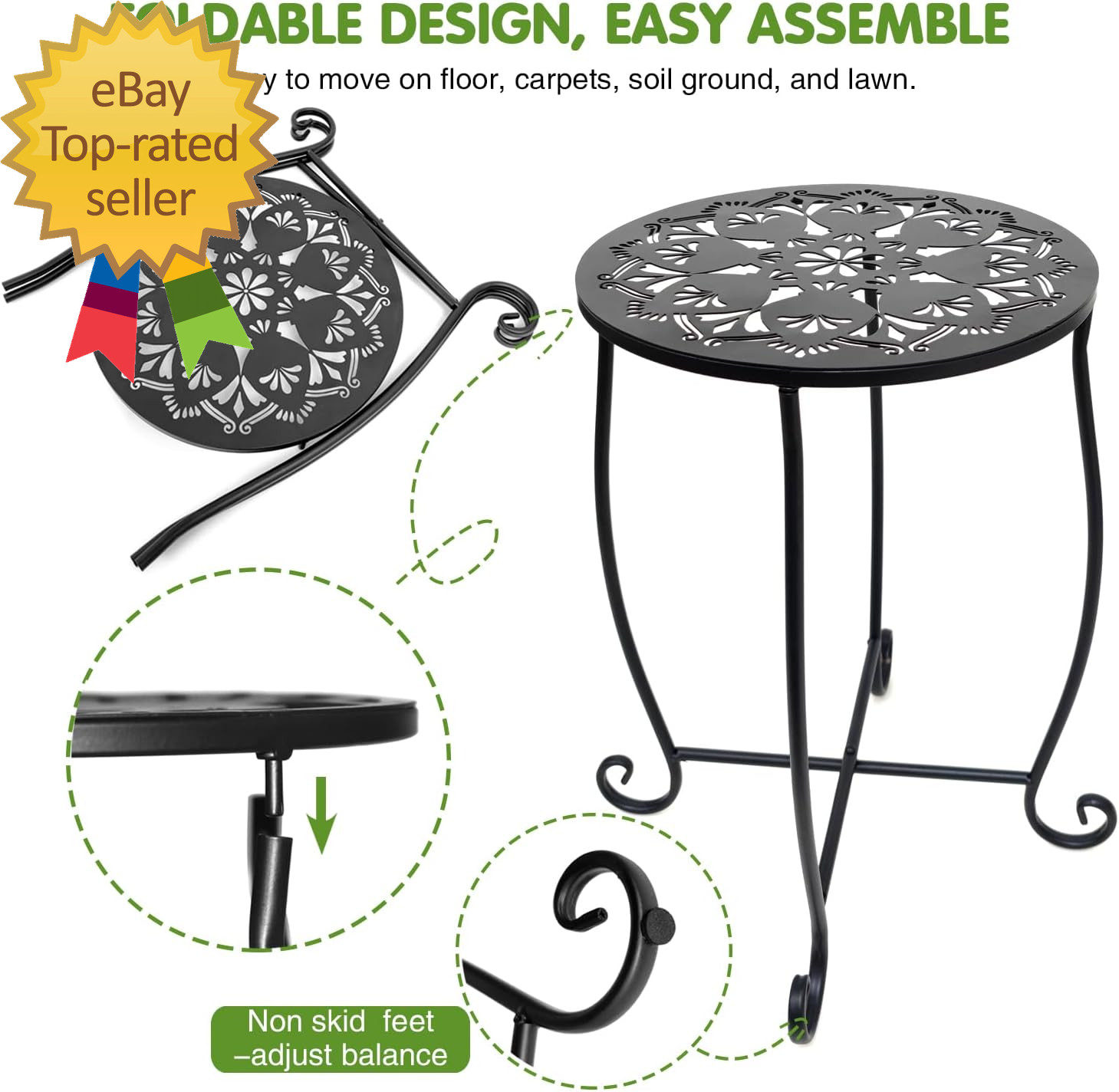 Outdoor Side Tables 2 Pack Patio Side Table Weather Resistant Metal Small round
