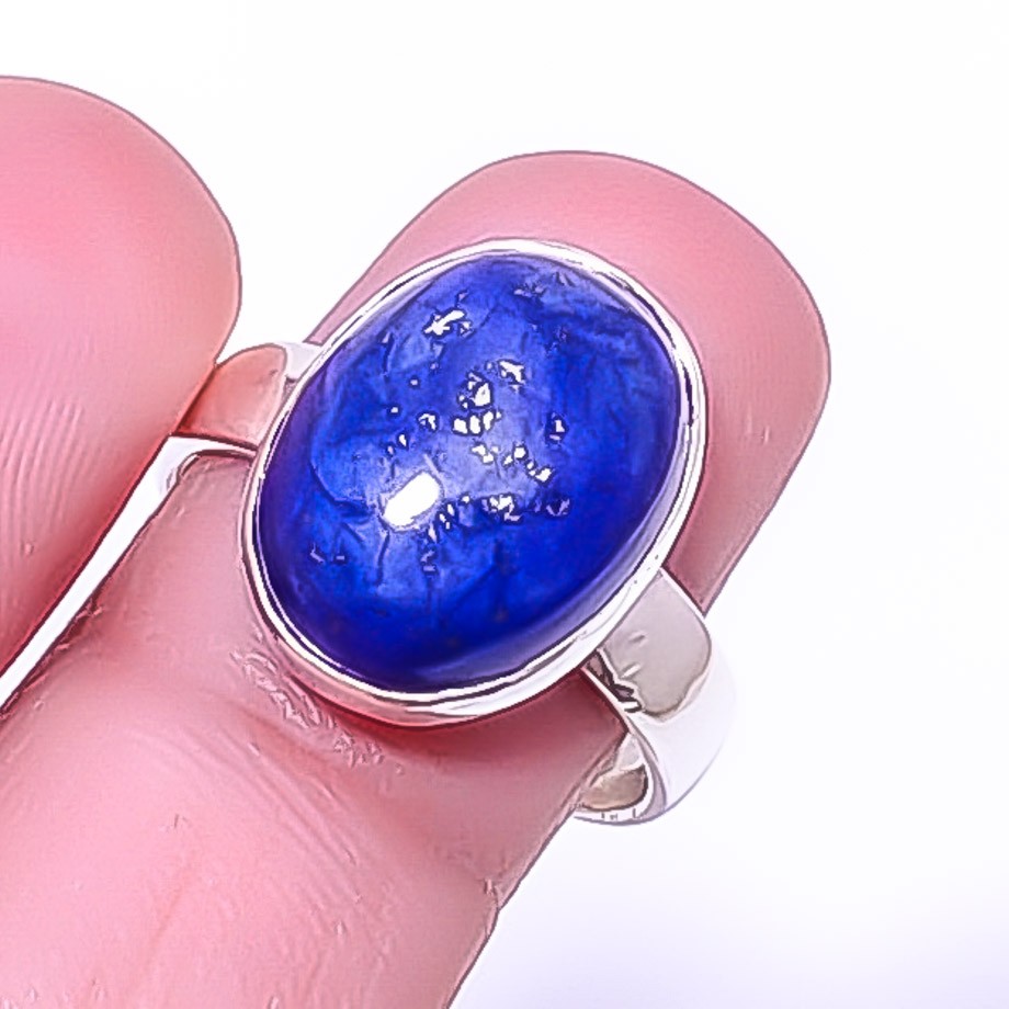 Lapis Lazuli – Afghanistan 925 Silver Plated Jewelry Ring s.8 R1973-4
