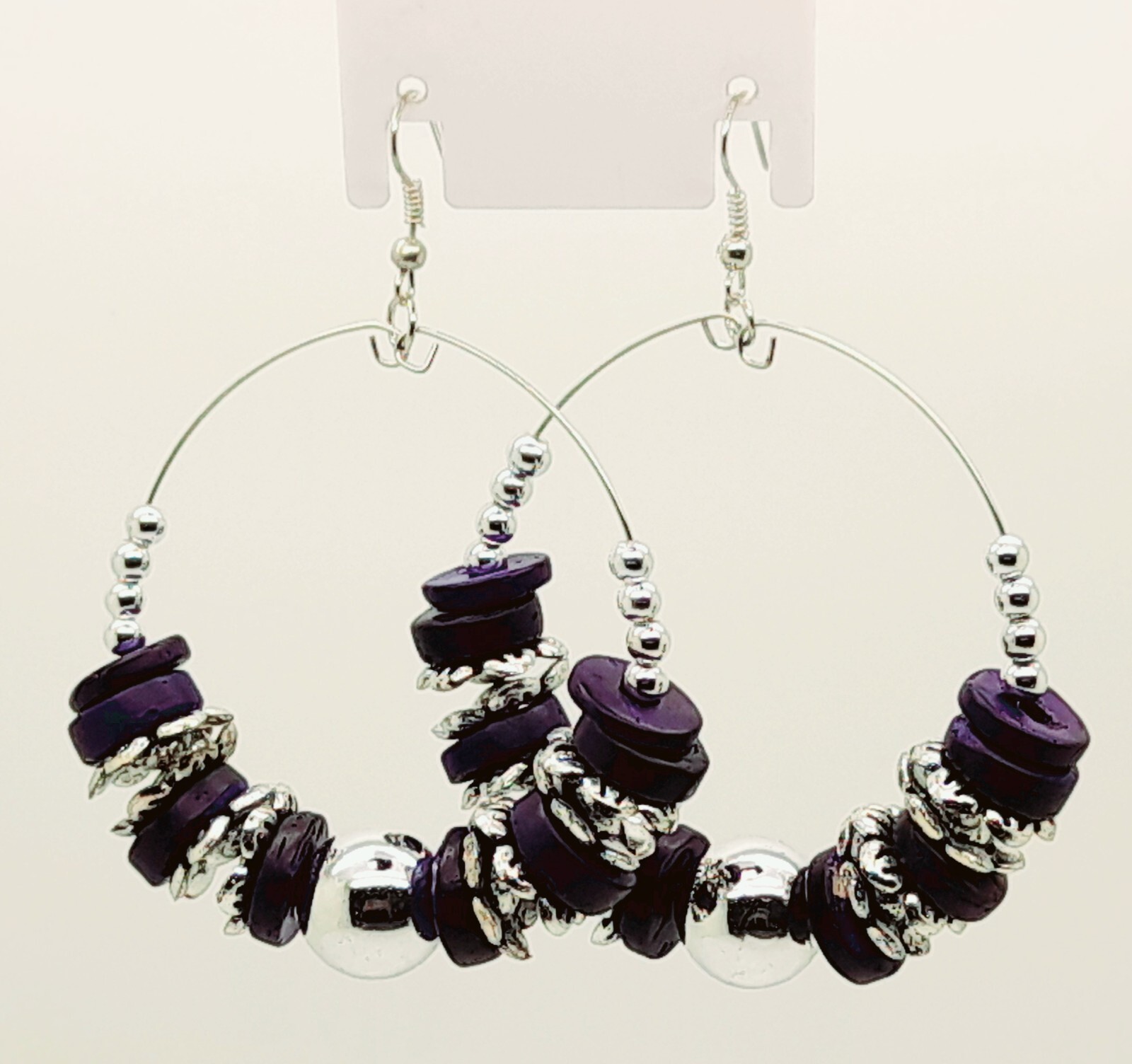 Winter color purple Wood &silver Bead drop/Chandelier fashion jewelry Earrings