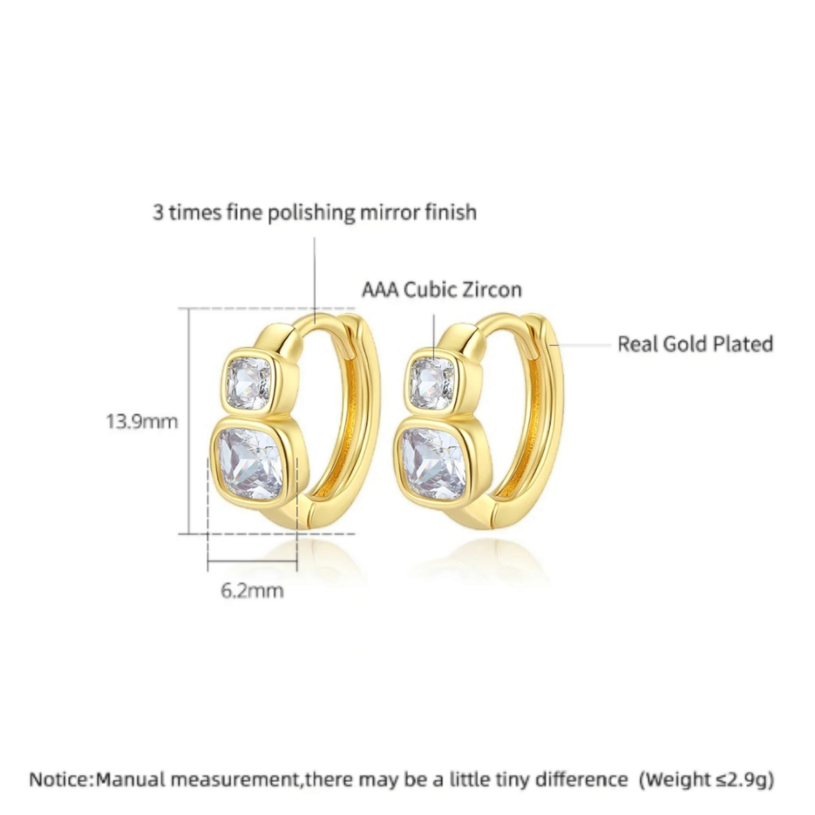 Hoop Earrings With Cubic Zirconia Fashion Jewelry Unisex, Women Gold Plated Gyft