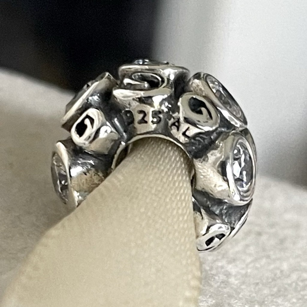 Pandora Spot Swirl Sterling Silver 925 Whit Clear CZ Charm!
