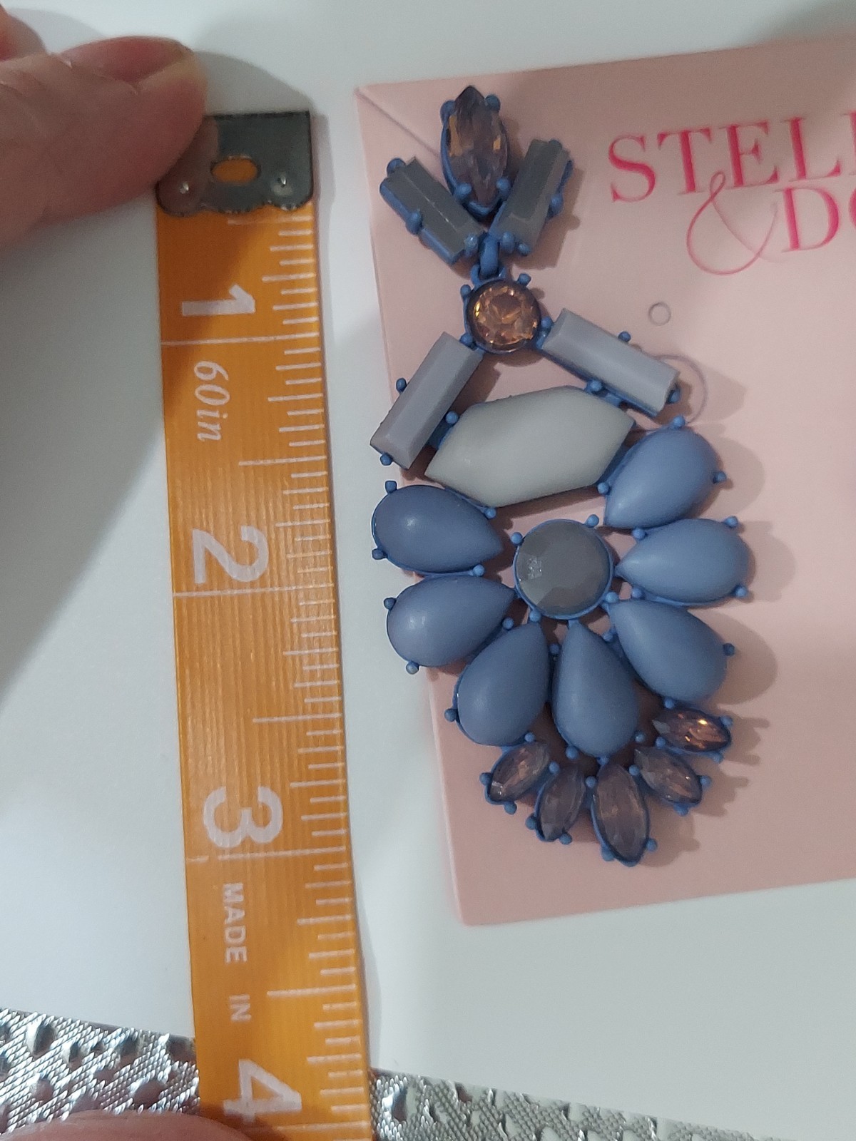 New In Box Stella and Dot Heck Yes Statement Dangle Drop Earrings Blue Lilac