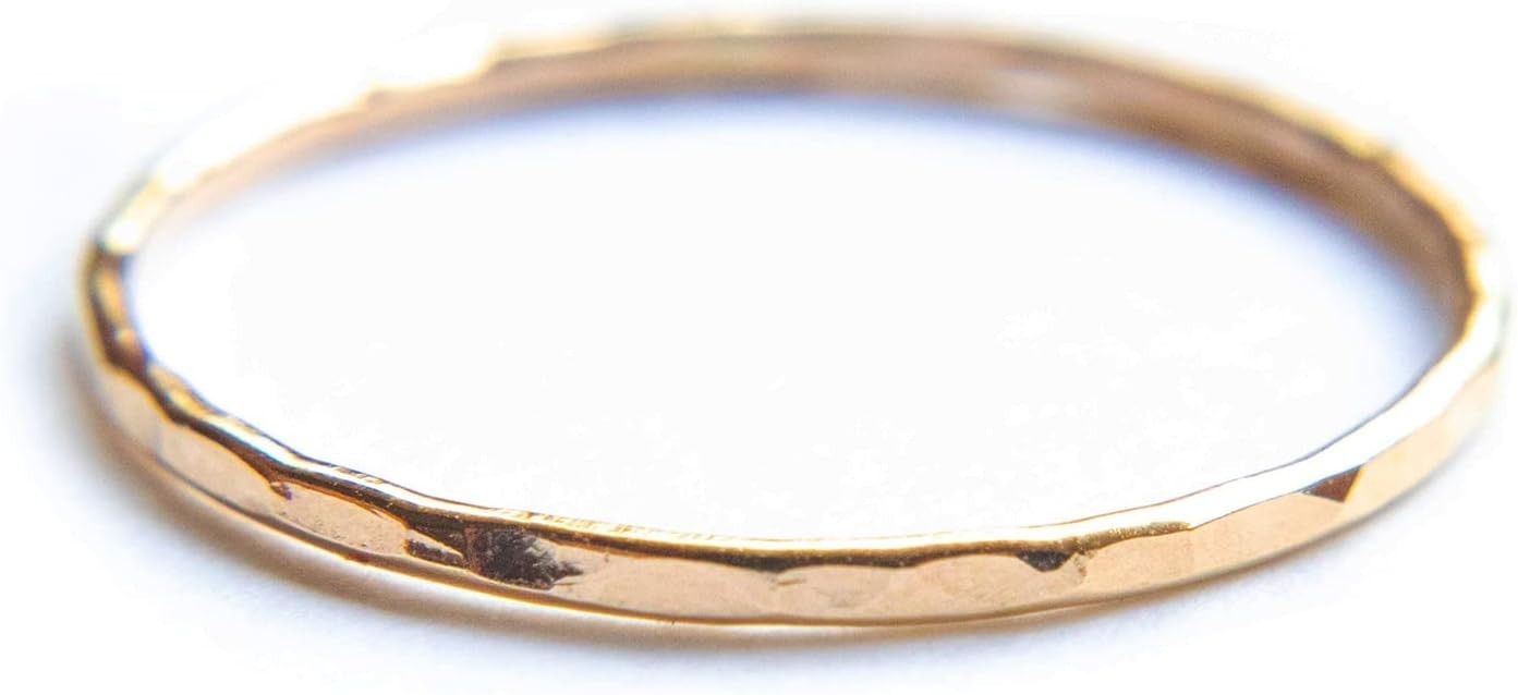 Thin Hammered Gold Rings, Minimalist Stacking Jewelry