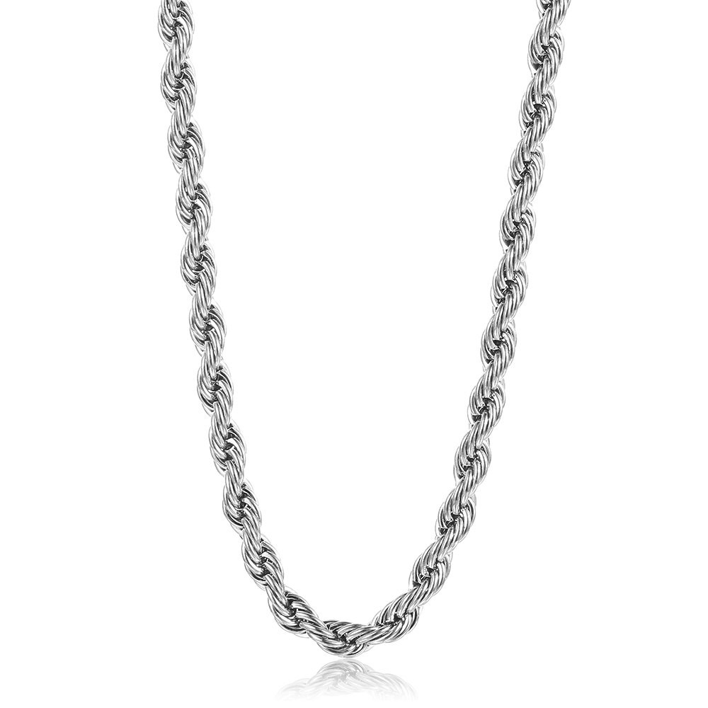 3mm Stainless Steel Twisted Rope Chain Necklace Bracelet Jewelry Set 7-30 inch