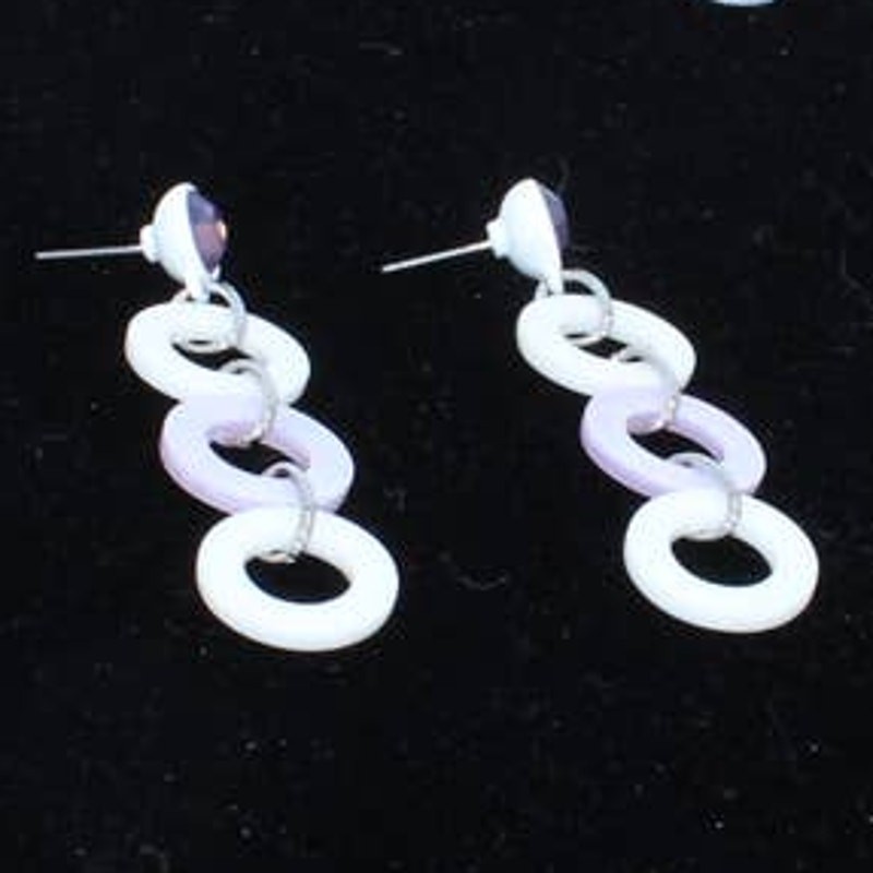 Silver Crystal White Purple Lavender Dangle Post Fashion Earrings ~ NEW