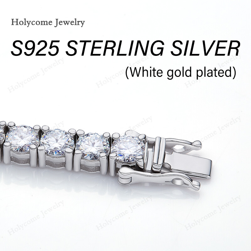 US 2-6.5mm Tennis Bracelet SOLID 925 Sterling Silver MOISSANITE Passes Tester！