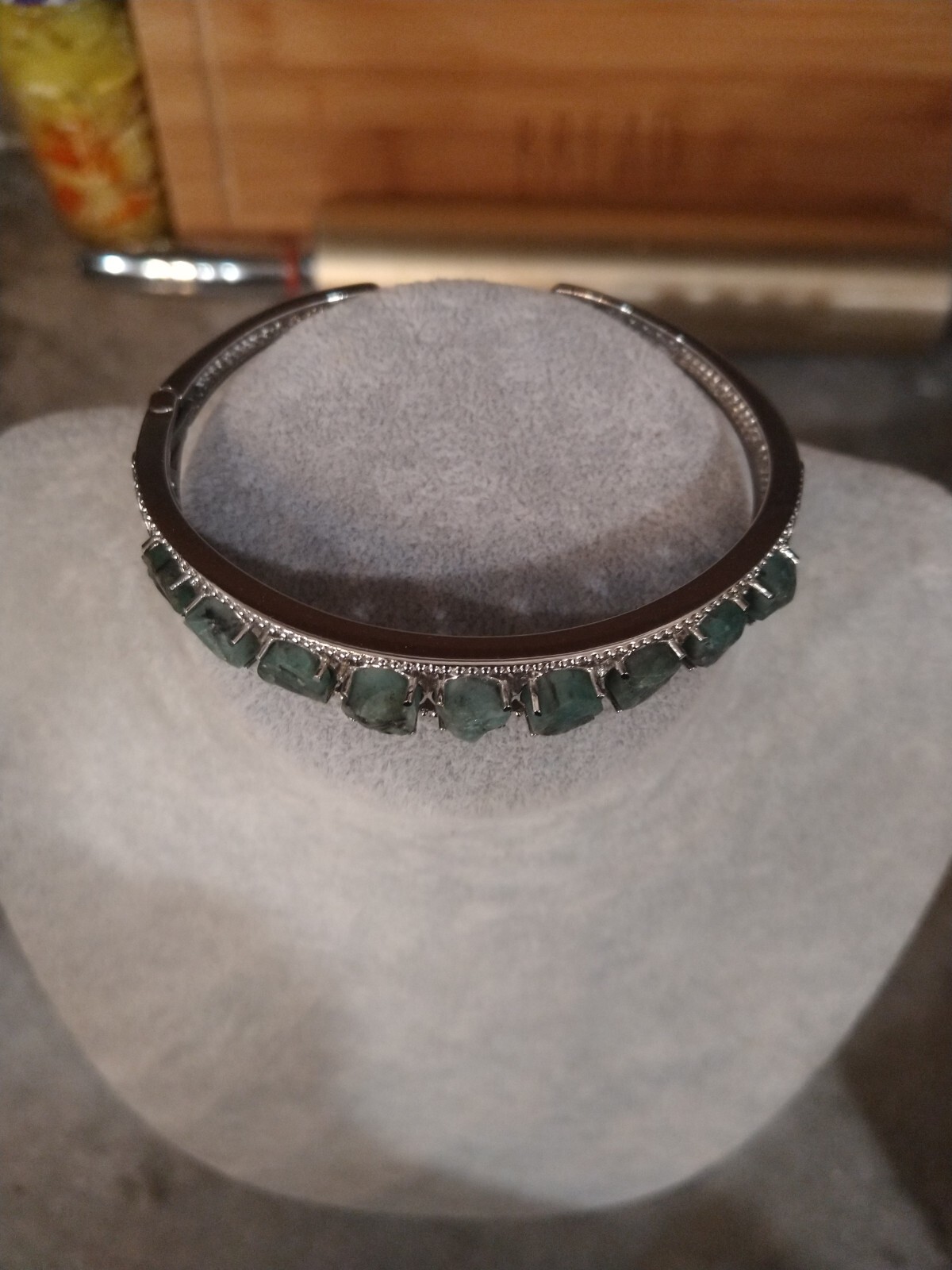 KAGEM ZAMBIAN ORGANIC Roughcut Bracelet/Stainless Steel (7.25″) 21.00 ctw