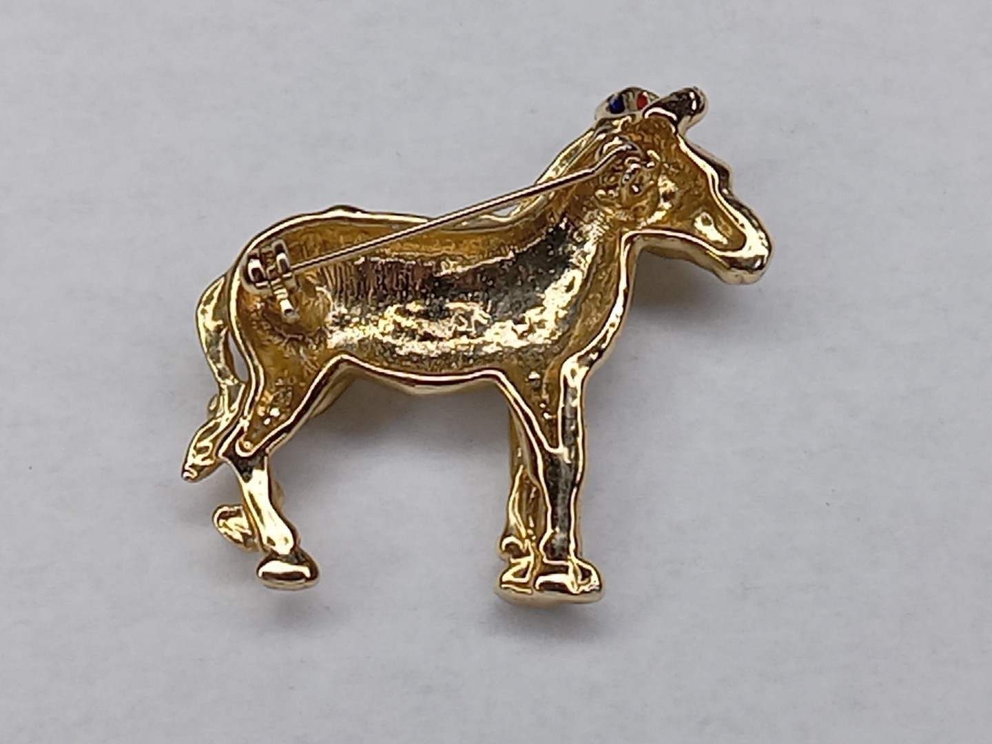 Donkey Democrat Hat Star Green Eye Brooch Pin Vintage No Maker Mark