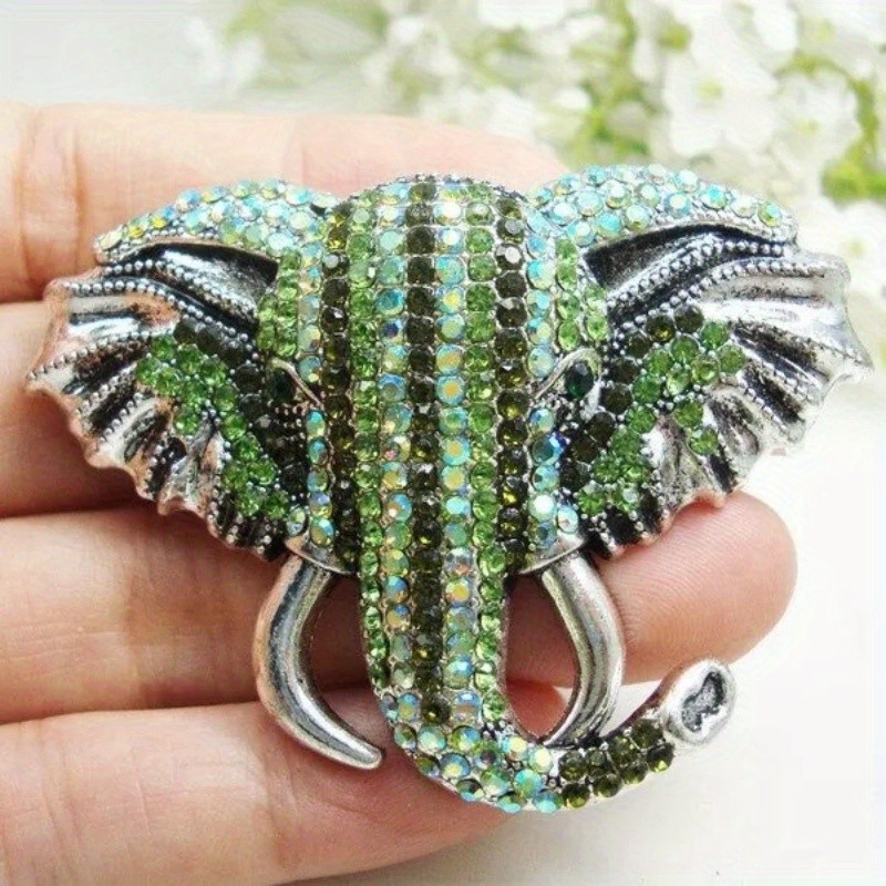 Sparkling Elephant Brooches for Women Men Unisex Rhinestone Lucky Pins Gifts