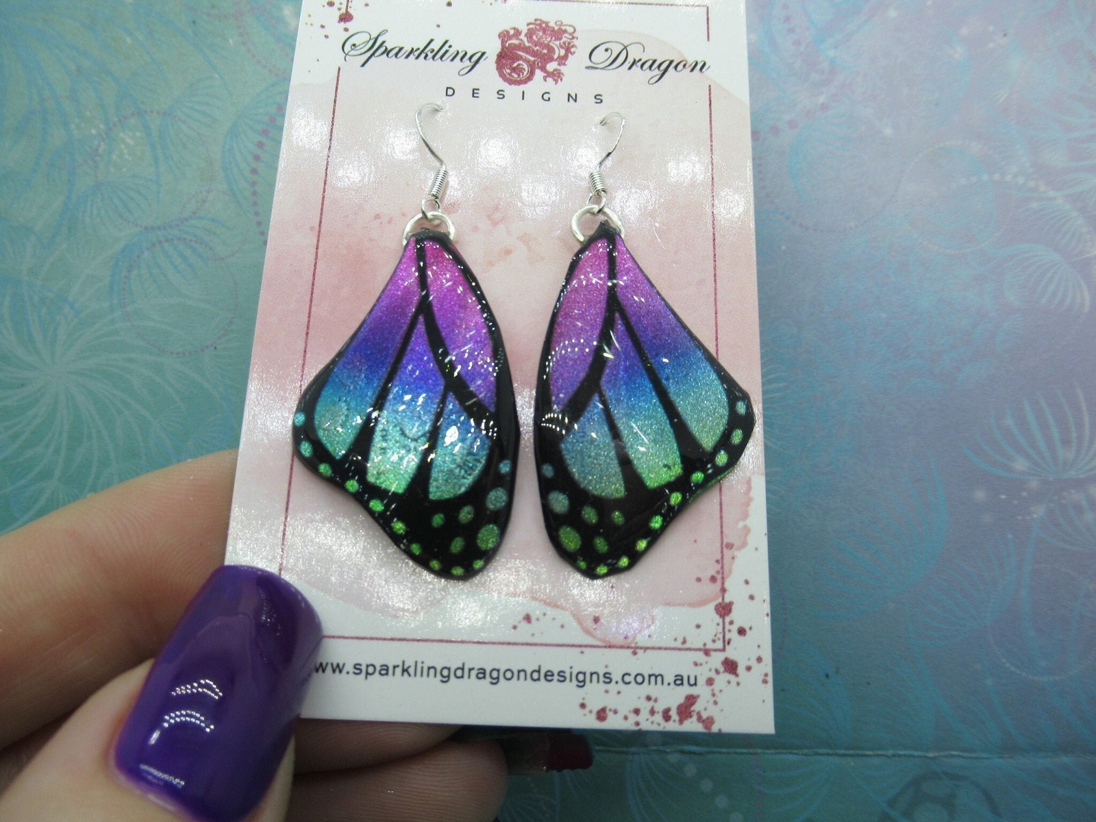 Butterfly Earrings Blue, Purple, Pink – Fairy Jewellery Fun Gift for Fairy Wing
