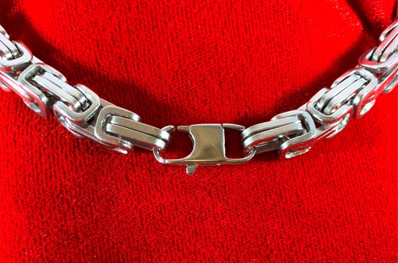 8″-44″ STAINLESS STEEL SILVER 8MM BYZANTINE TURKISH CHAIN WITH SPECIAL CLASP