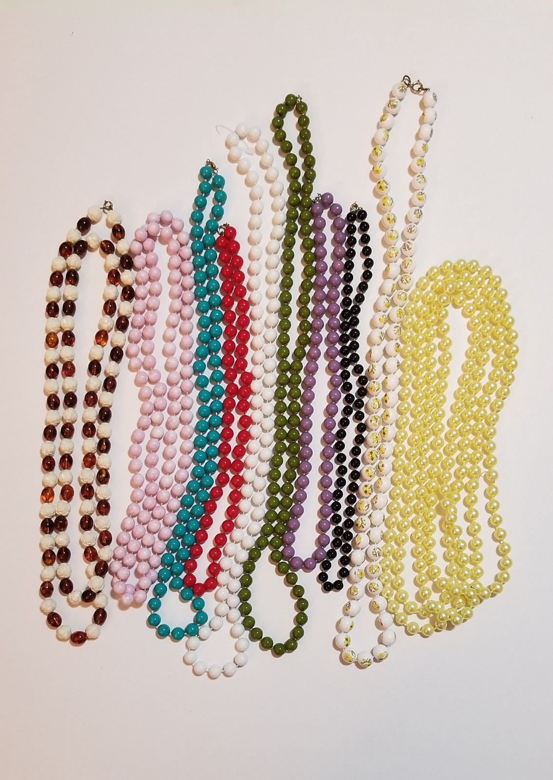 Lot Of 10 Vintage To Now Plastic Bead Necklaces – See Description