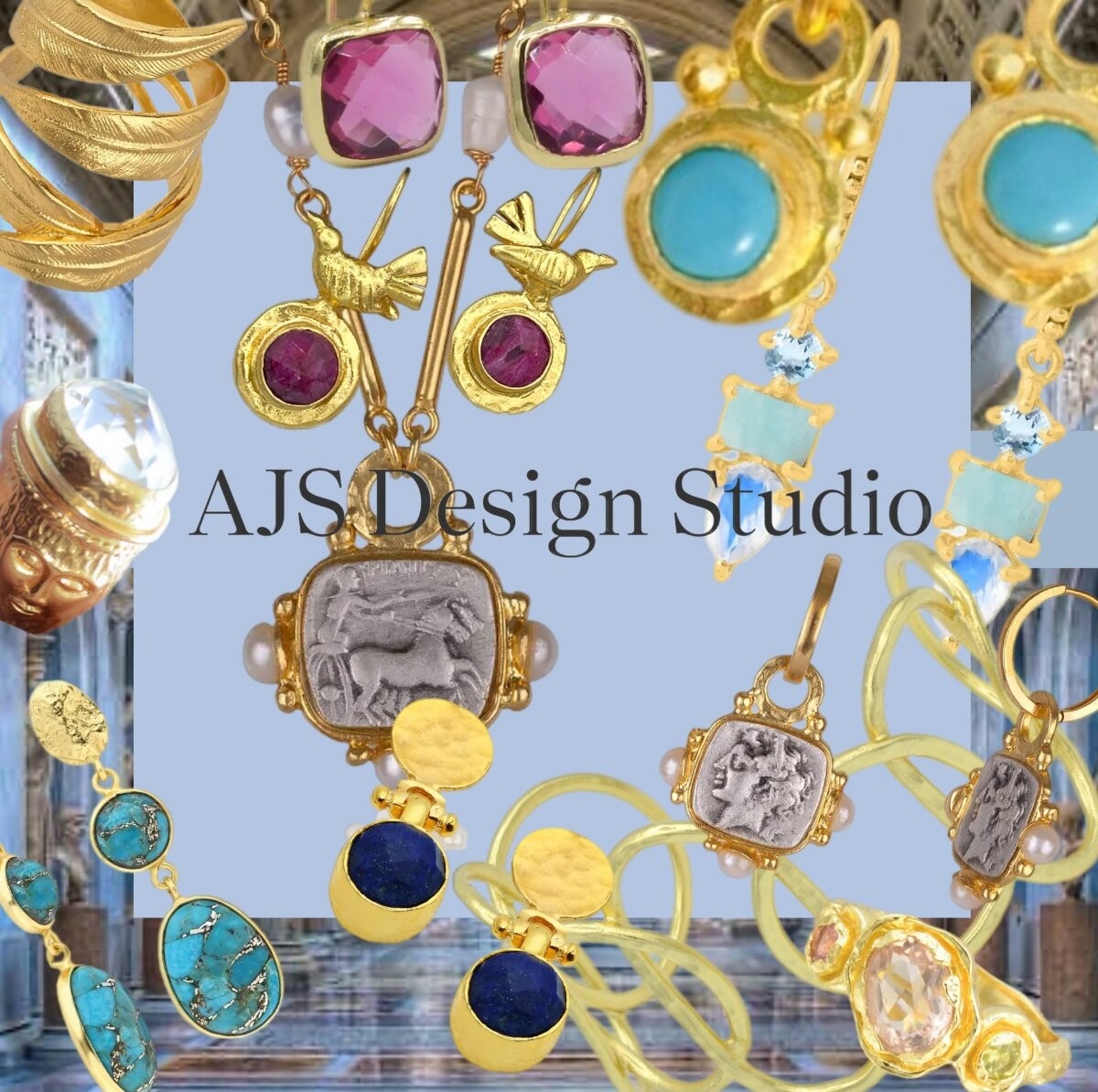 AJS Designs Gold Roman Coin Earrings Jewelry 22kt GP