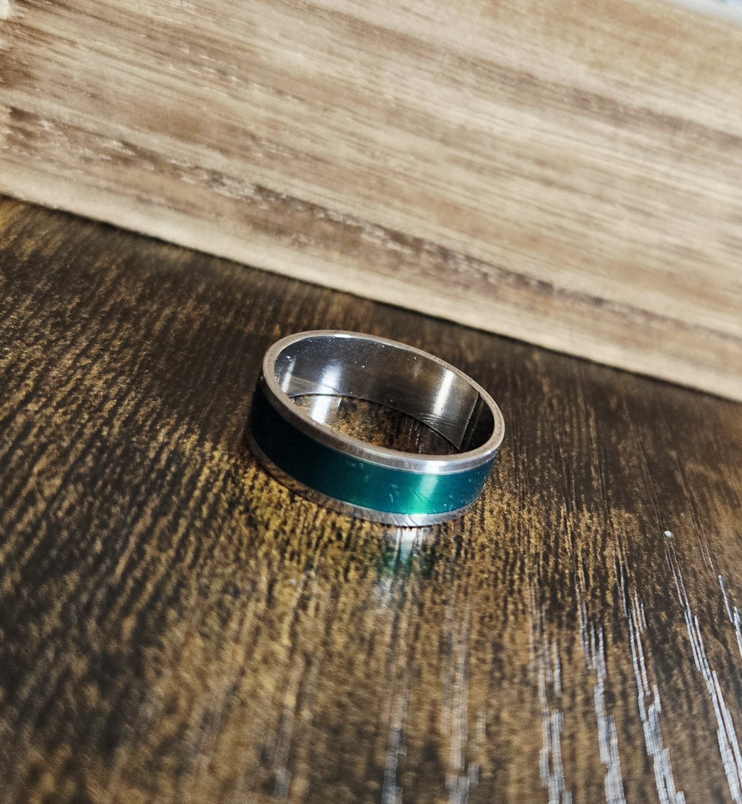 Green Enamel Titanium Steel Ring Size 7 Women’s Wedding Band Next Day Shipping