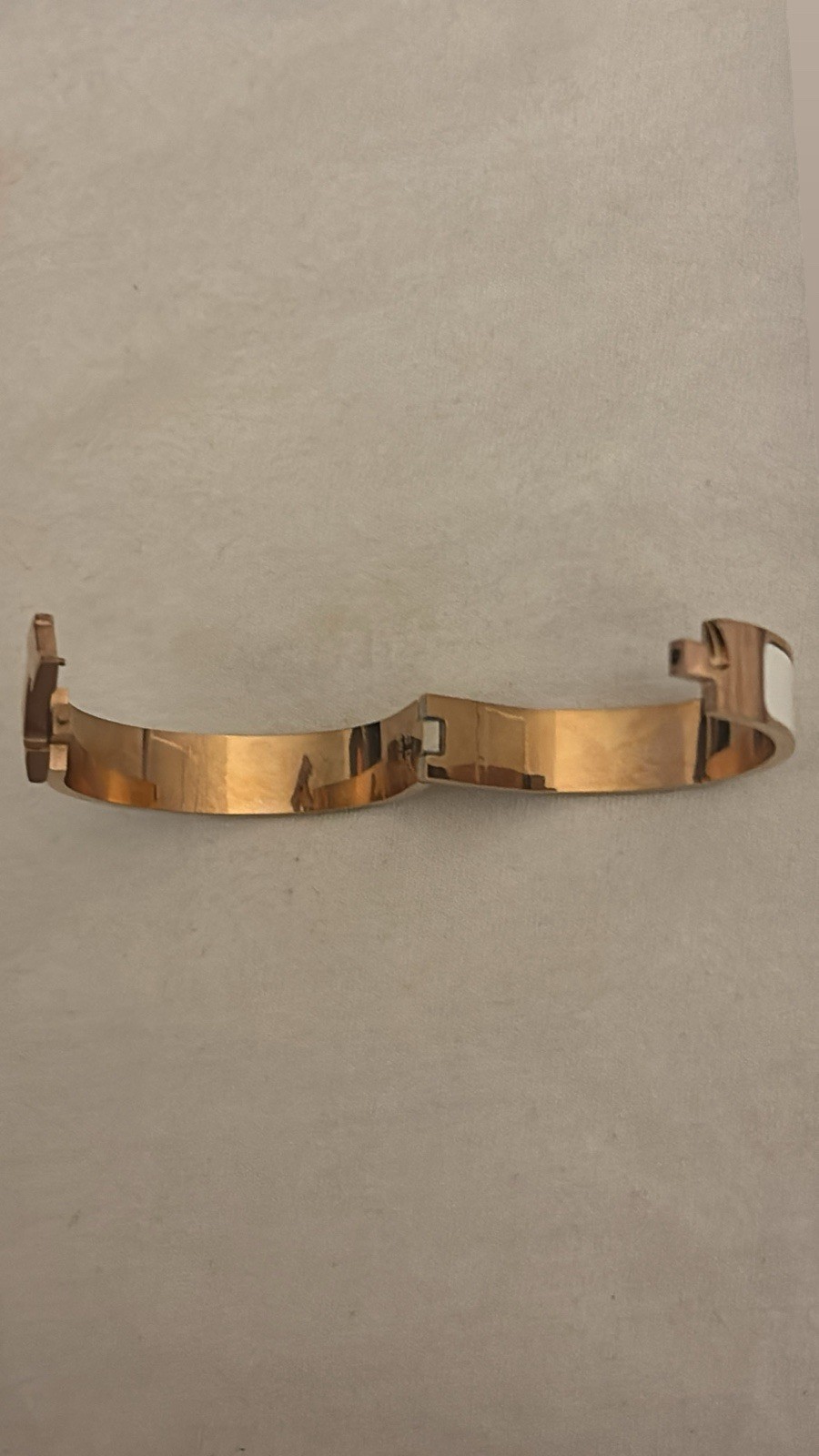 HERMÈS Clic H bangle bracelet rose gold plated white enamel hinged NO BOX