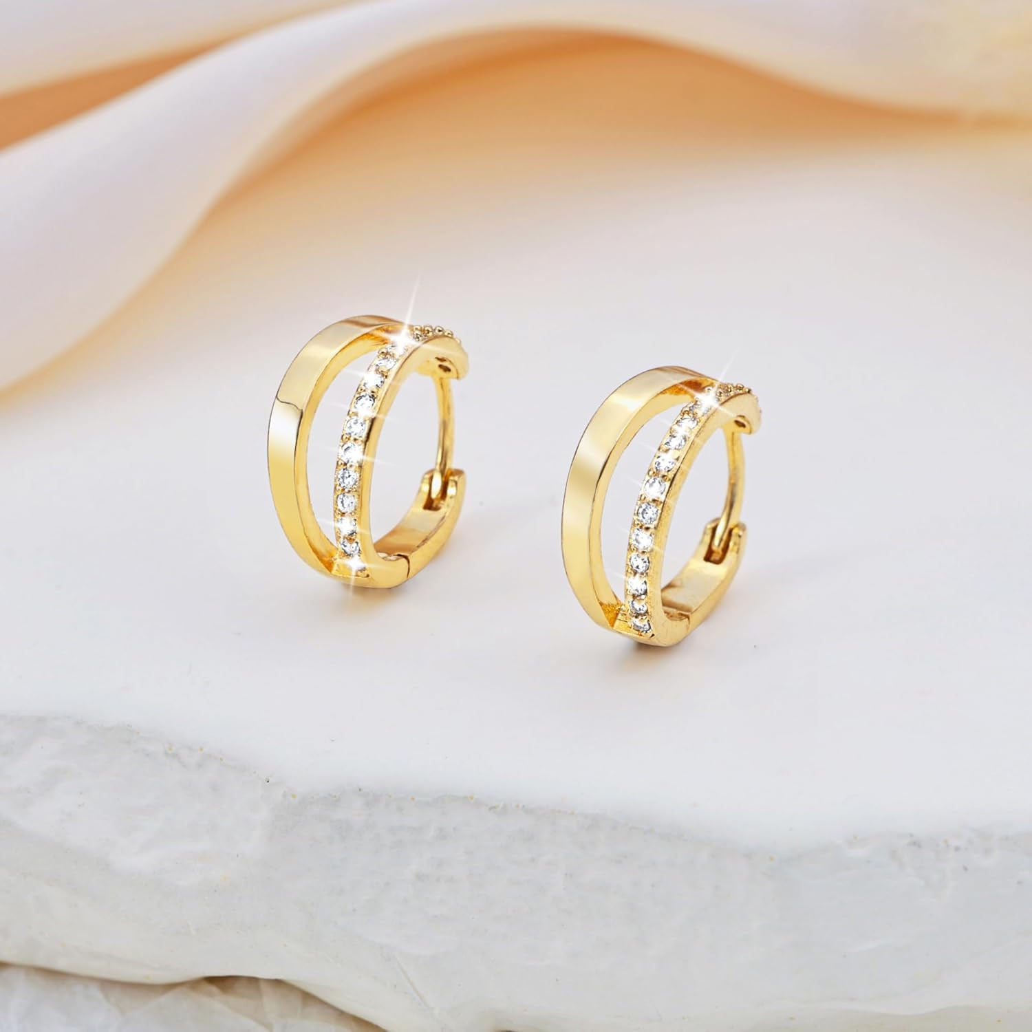 Dainty Small Hoop Earrings for Women -Trendy 14K Gold/Silver Plated Hypoallergen