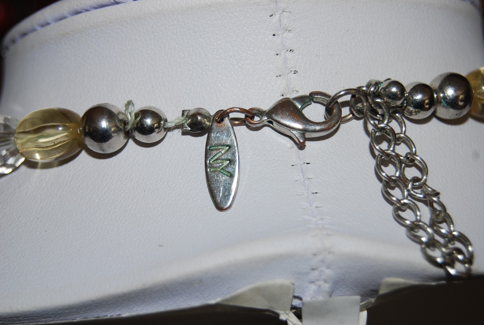 Wonderful NY Bold Couture Acrylic Silver & Clear Bead Statement Strand Necklace
