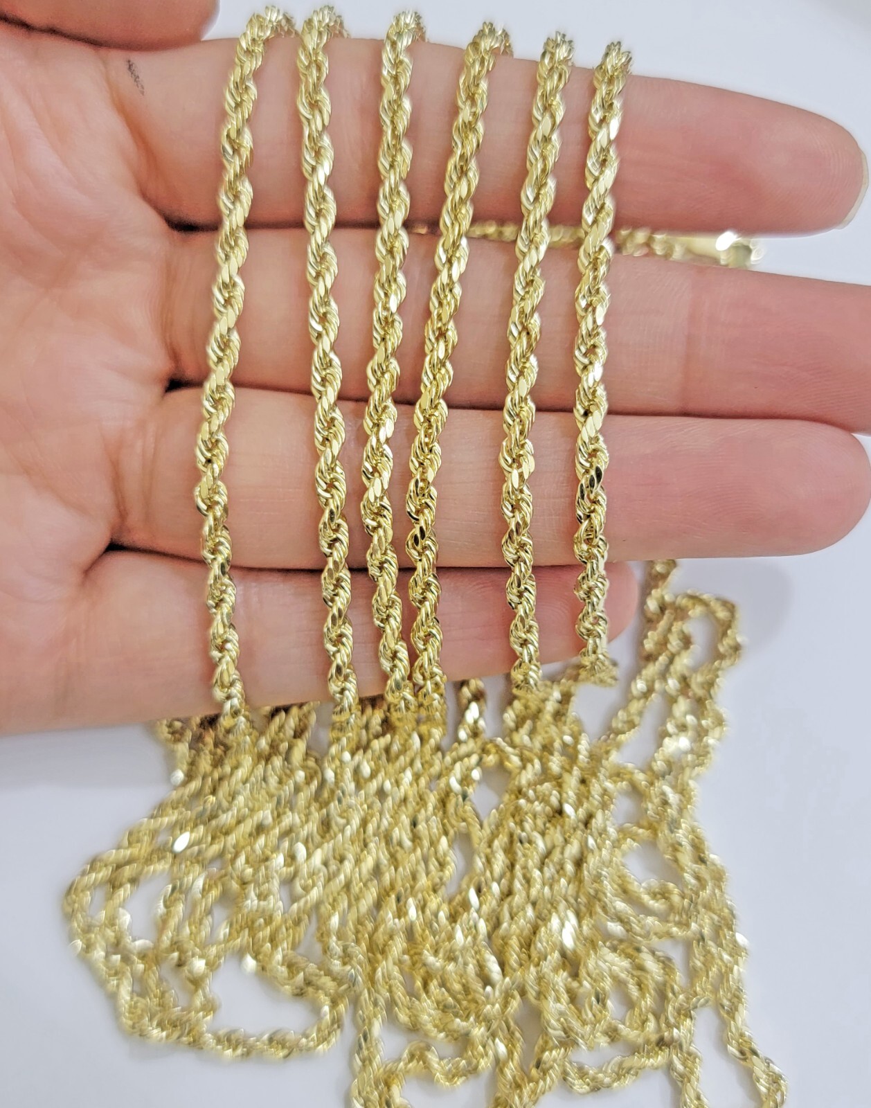 Real 14k Yellow Gold Rope Chain Necklace 18″-26″ 3mm Diamond Cut 14kt Men Women
