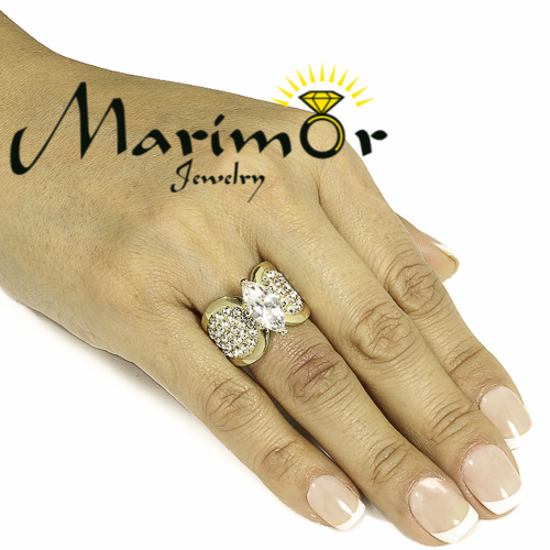 Stainless Steel Gold Plated 4.34 Ct Marquise Zirconia Engagement Ring Sizes 5-10