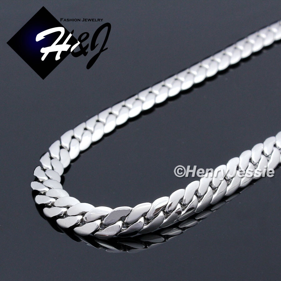 7″-11″MEN Stainless Steel 8mm Silver Miami Cuban Curb Link Chain Bracelet*N155