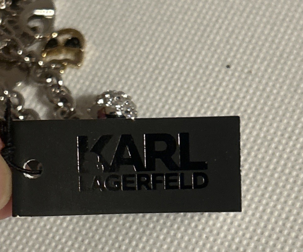 NWT Karl Lagerfeld Silver-Tone Bracelet With Choupette Cat /Charms 8”