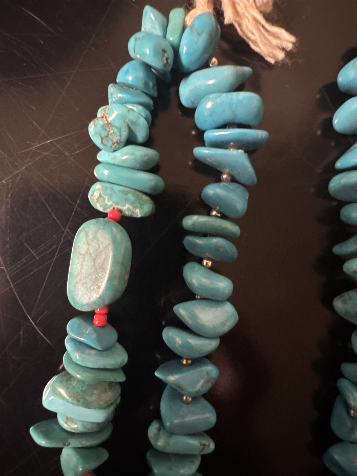 Block Turquoise Double Stained Necklace