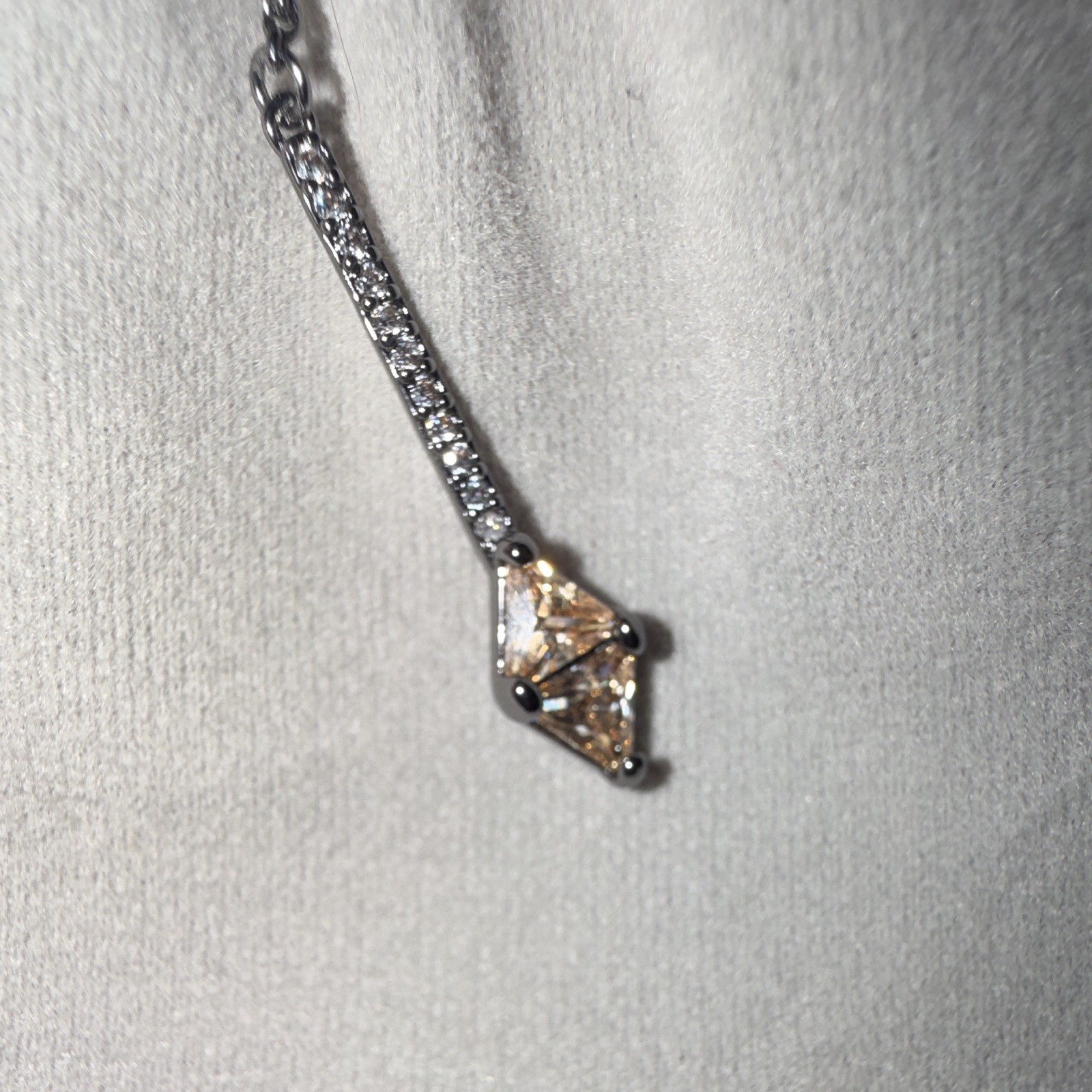 Bomb Party Drop of Gorgeous Smokey Topaz CZ Hematite Plated Necklace