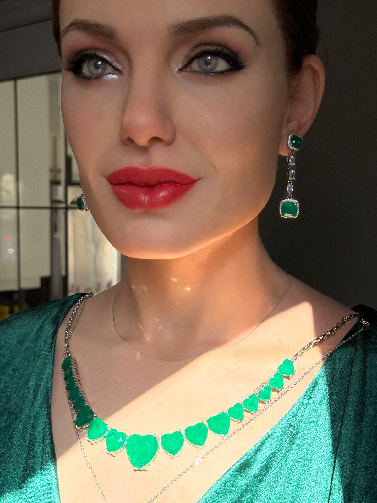 Star Of Hollywood, Emerald Dangle Drop Earrings