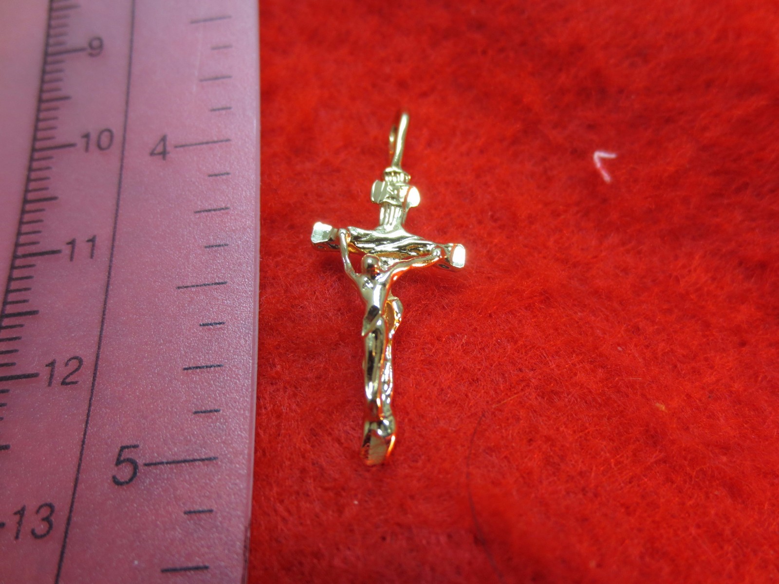 14 KT GOLD PLATED CRUCIFIX CROSS 1 1/8″ CHARM & 16″ -30″ ROPE CHAIN -2056