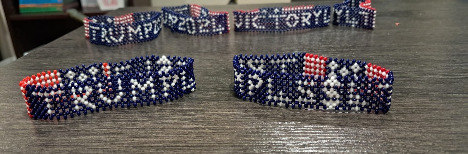 Trump Beaded Bracelet Red White and Blue 3 Piece