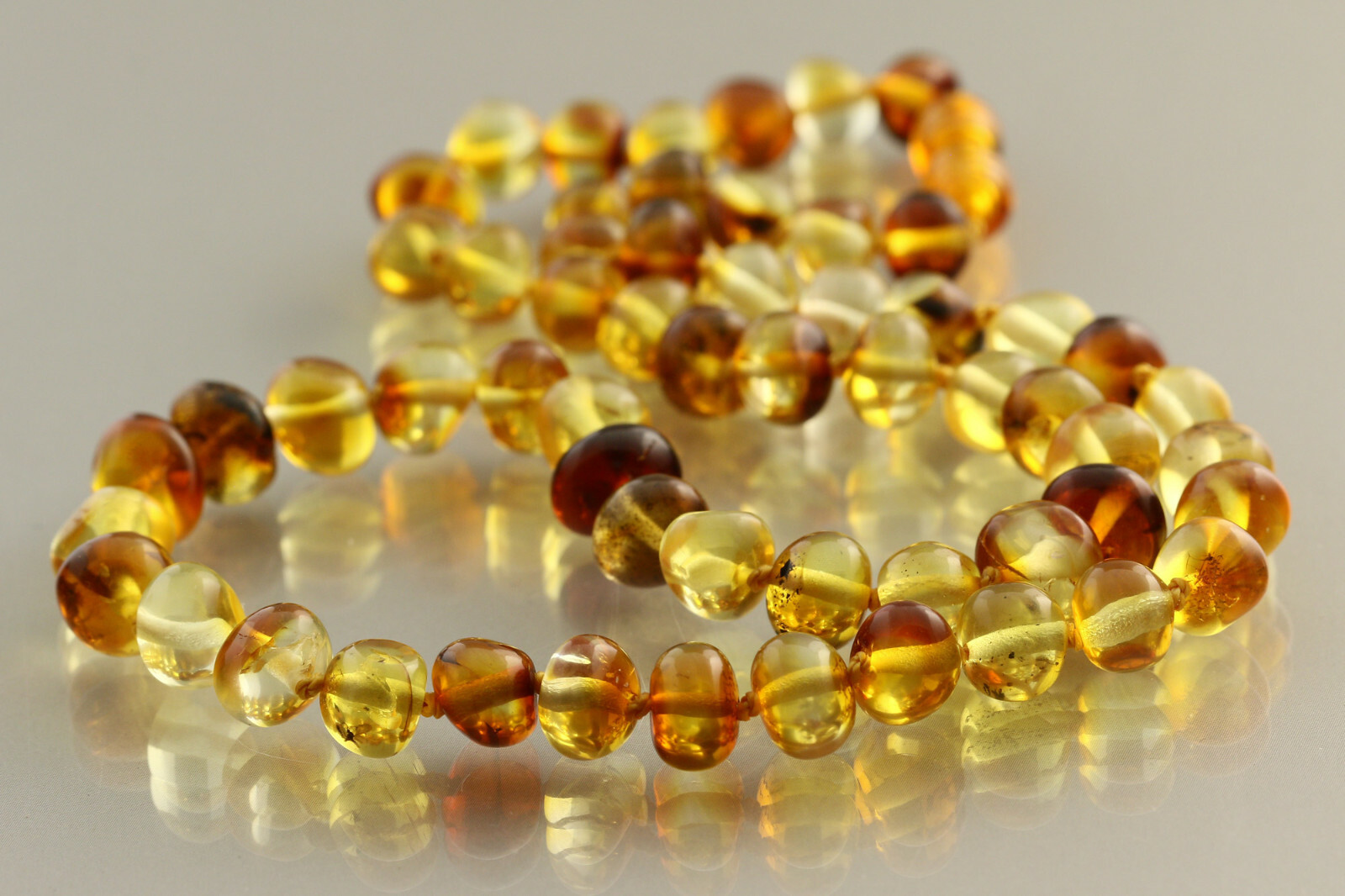Genuine BALTIC AMBER Honey BAROQUE Beads Knotted Necklace 15.7g 190605-12