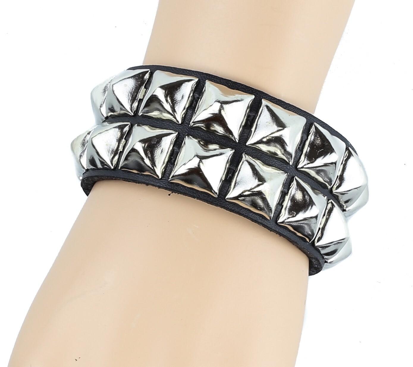 Pyramid Steel Stud Gothic Punk Deathrock Thrash Metal Leather Cuff Bracelet
