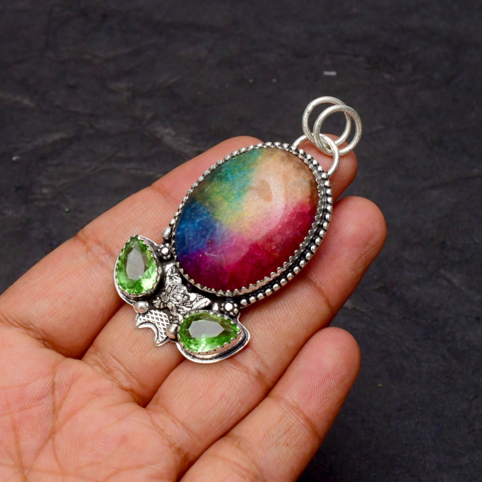 Solar Quartz Gemstone 925 Sterling Silver Jewelry Pendant 1-2″