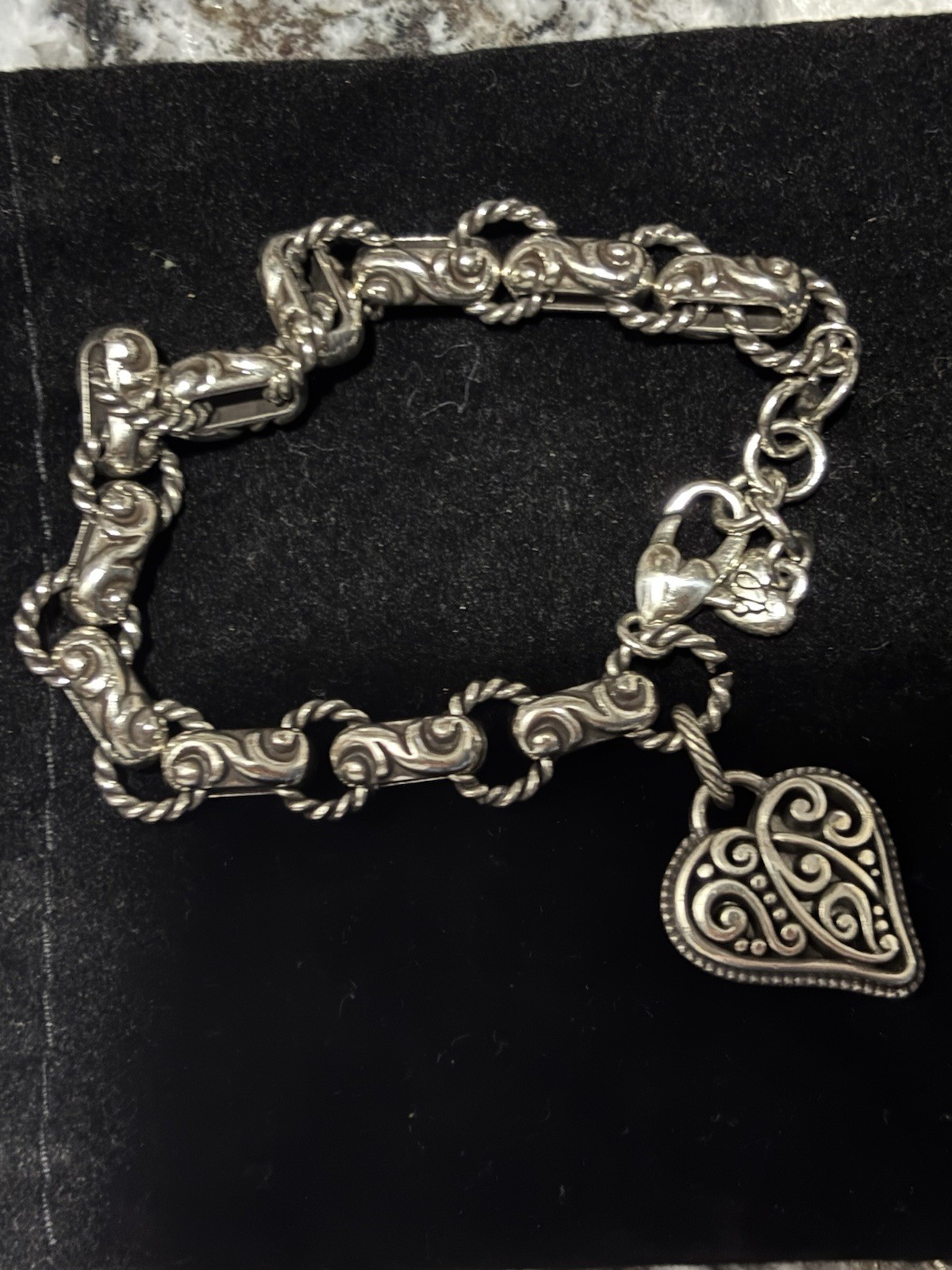 Brighton Bibi Chain Charm Bracelet with Pink Heart Crystal Dangle, Lobster Clasp