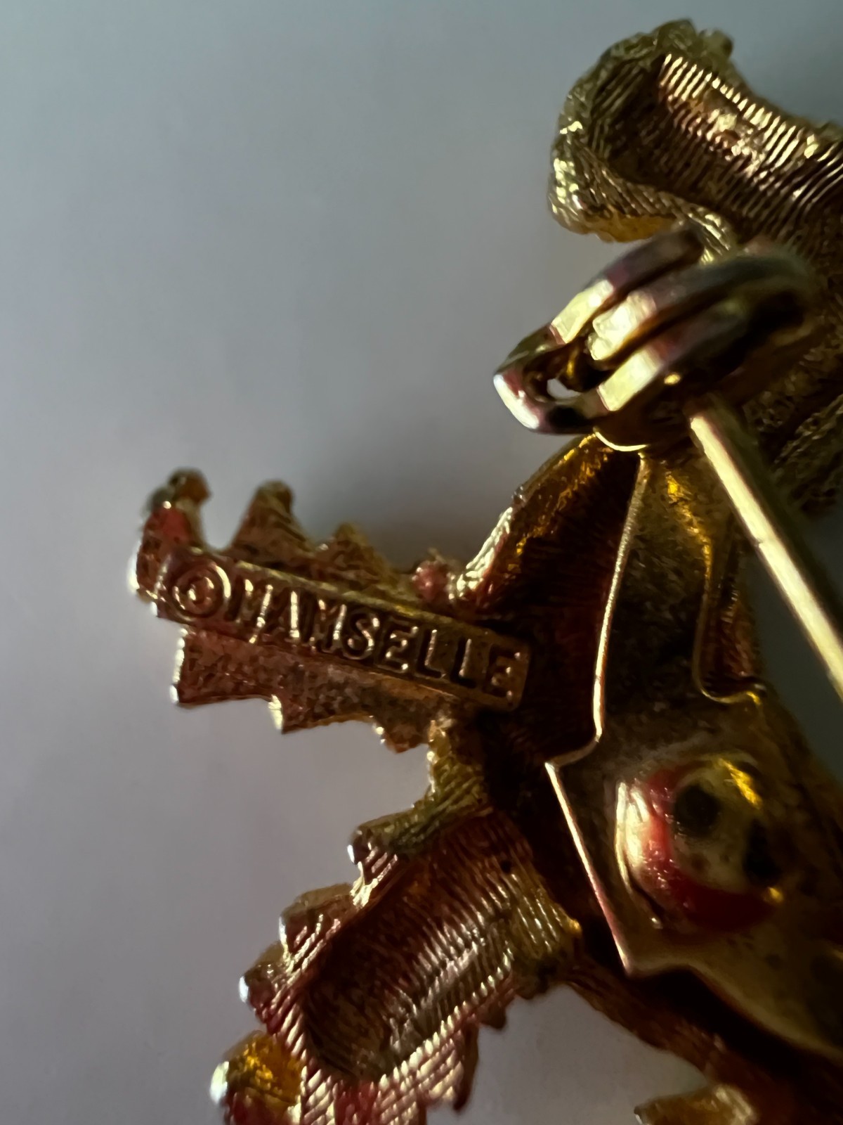 Vintage Mamselle Gold Tone Poodle Dog Brooch Pin Signed Textured Figural Cute
