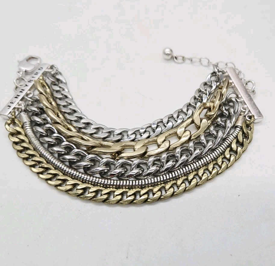 Jenny Bird AUSTIN Bracelet Stacked Multi Chain Link Layered Chain 9 in