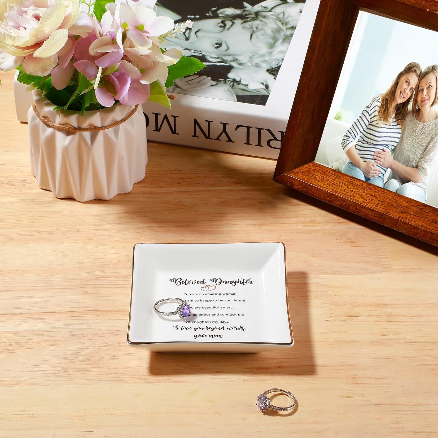 Beloved Daughter Engraved Ceramic Jewelry Dish – Perfect Gift for All Occasions