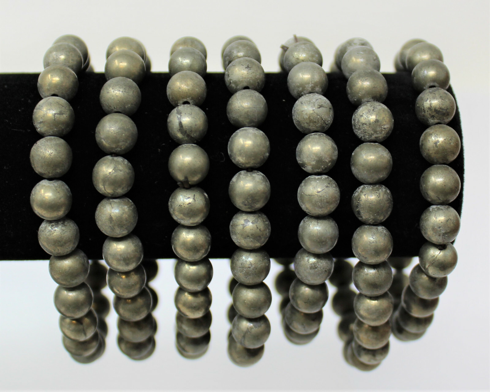 Pyrite Bead Bracelet: 8 mm Round Crystals (Natural Pyrite Stretch Bracelet)