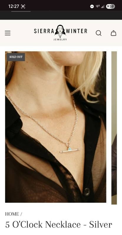Sierra Winter Jewelry 5 O’Clock Necklace Sterling Silver Turqoise Onyx Brand New