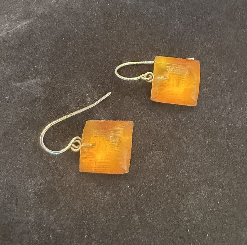 alexis bittar lucite drop earrings Orange Square .75” Overall Dangle