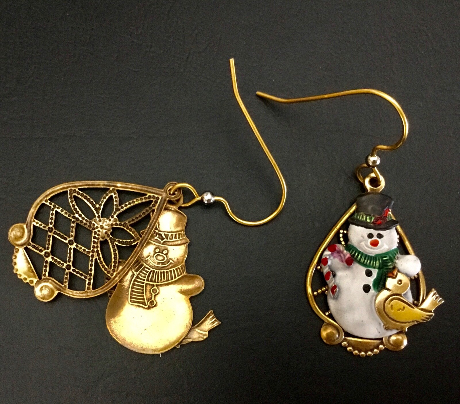 Christmas Earring Lot Multicolor Rhinestone Snowflake Holly & Berries Snowman