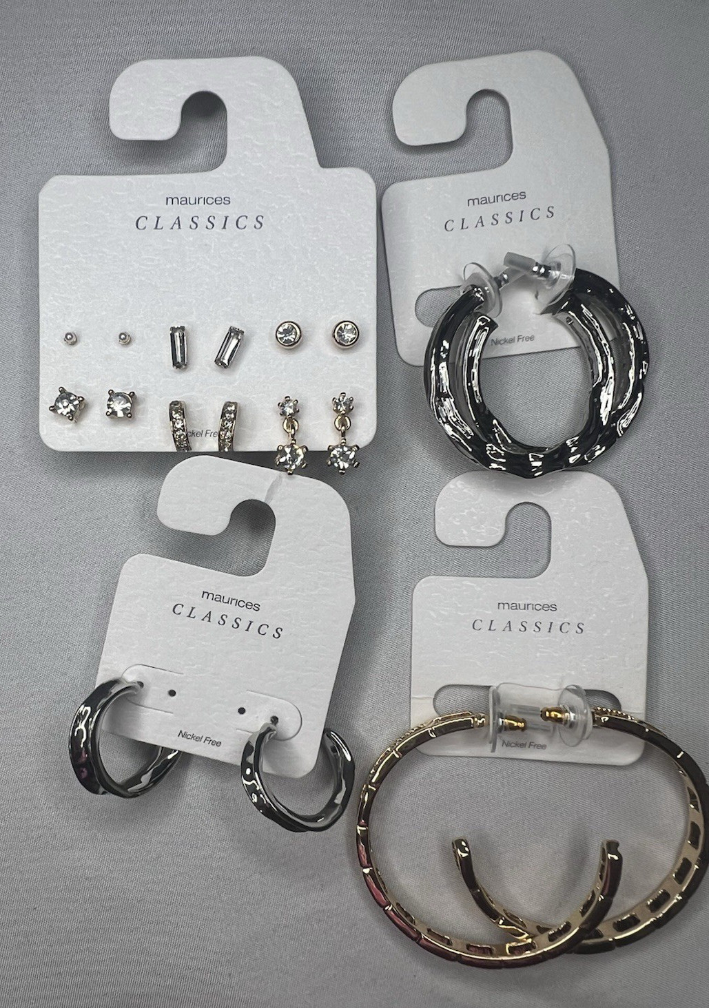 Maurices Nickel Free Bulk Lot of 9 Stud and J hoop Gold & Silver Tone Brand New
